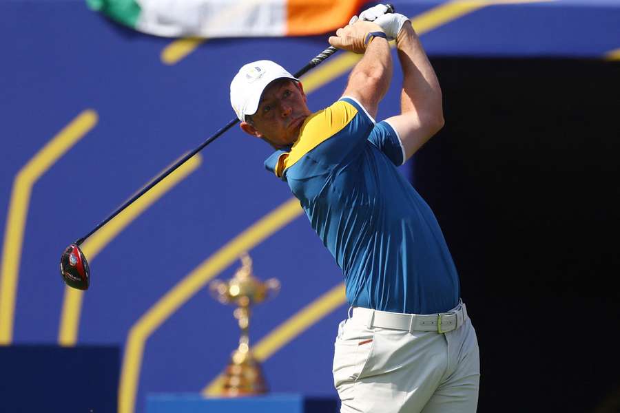 Rory McIlroy in action during the 2023 Ryder Cup