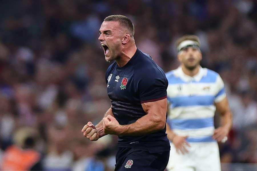 England's number eight Ben Earl reacts against Argentina