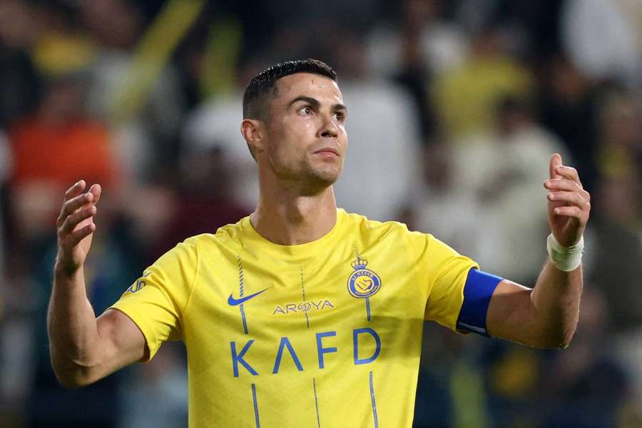Ronaldo went down under Sorous Rafiei's challenge early in the Group E tie in Riyadh