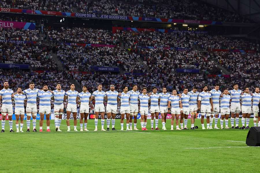 De spelers van Argentinië tijdens het volkslied