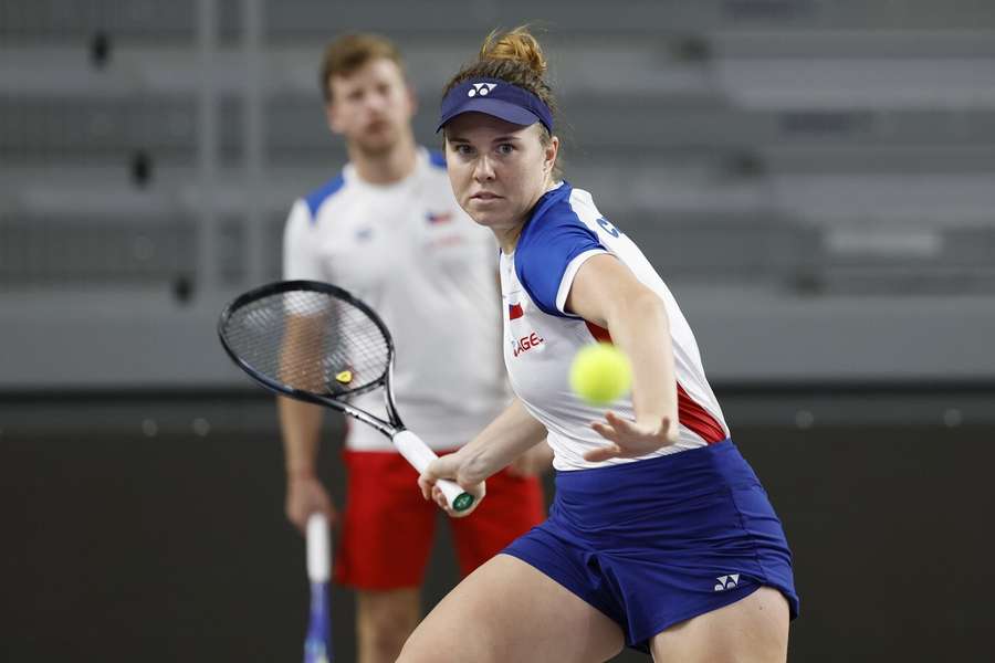 Linda Nosková při tréninku před baráží v Chorvatsku.