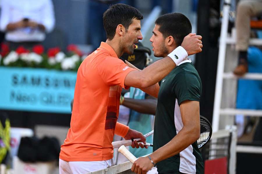 Djokovic et Alcaraz à Madrid l'année dernière.