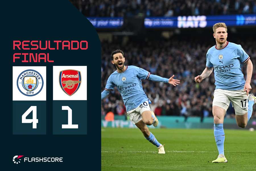 De Bruyne esteve em três golos do City no massacre ao Arsenal
