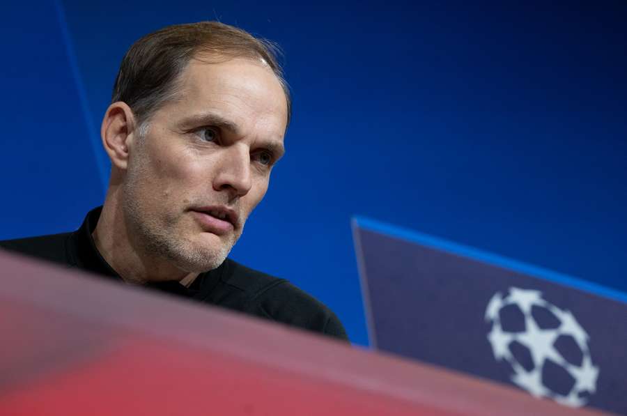 Thomas Tuchel på pressemødet tirsdag.