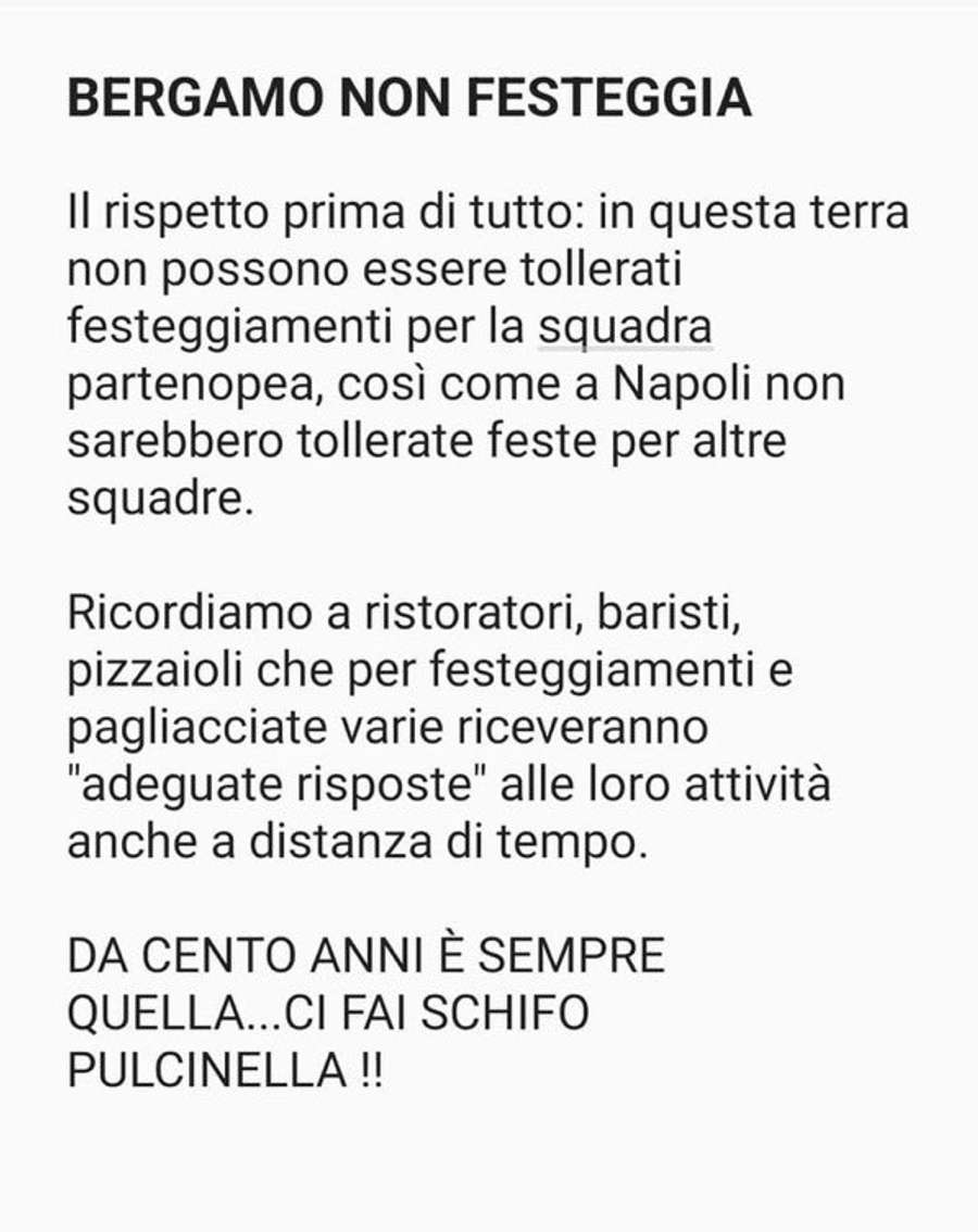 Bergamo contro il Napoli Bergamo contro il Napoli