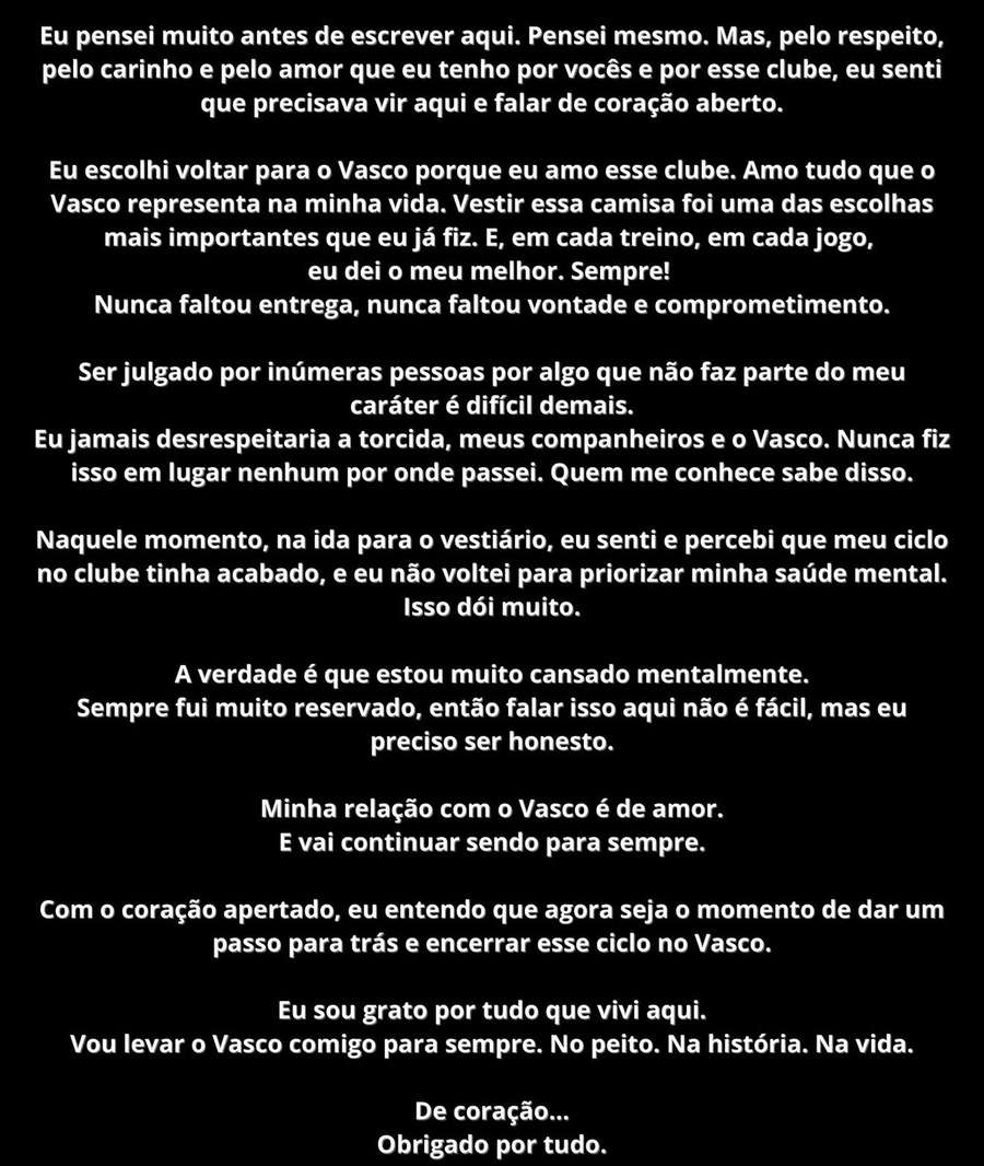 A mensagem de Coutinho nas redes sociais A mensagem de Coutinho nas redes sociais