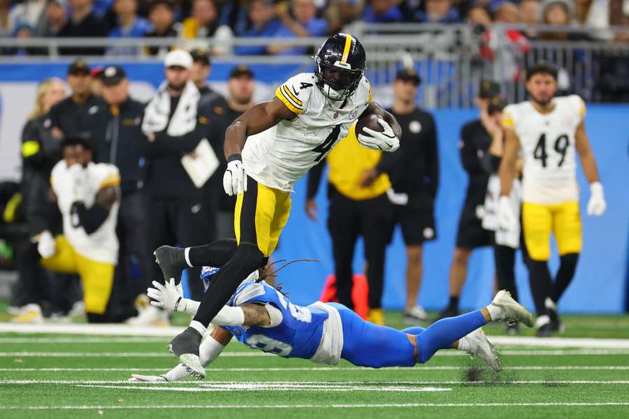 DK Metcalf in action for the Pittsburgh Steelers against the Detroit Lions.