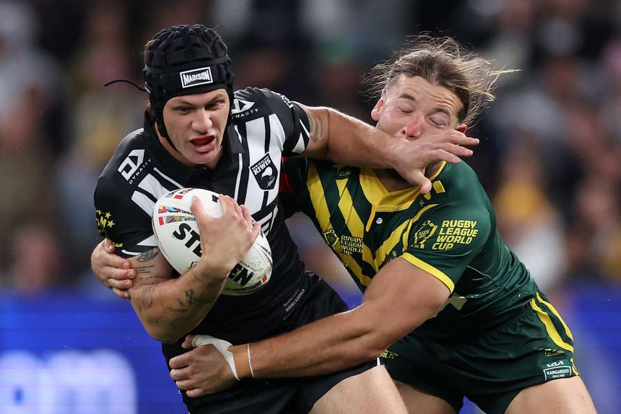 NRL star Kalyn Ponga (left) is representing New Zealand at the World Cup, despite having played for Australia in 9s and for Queensland in Origin.