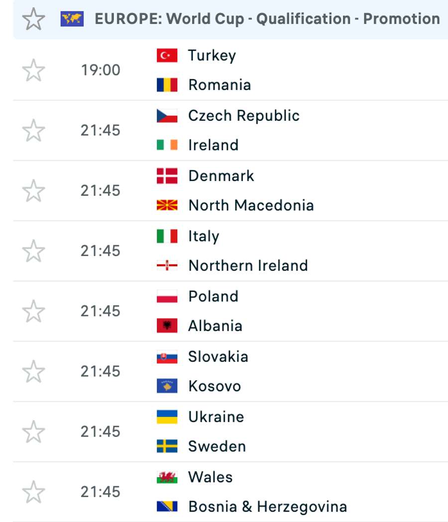 Programul meciurilor de baraj din semifinalele play-off-ului pentru CM 2026