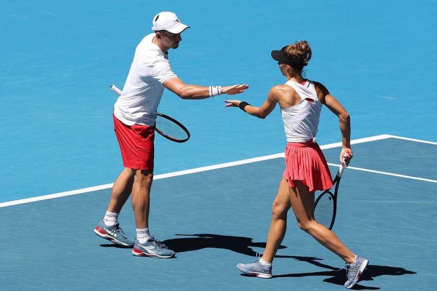 Jan Zieliński i Katarzyna Piter podczas meczu United Cup