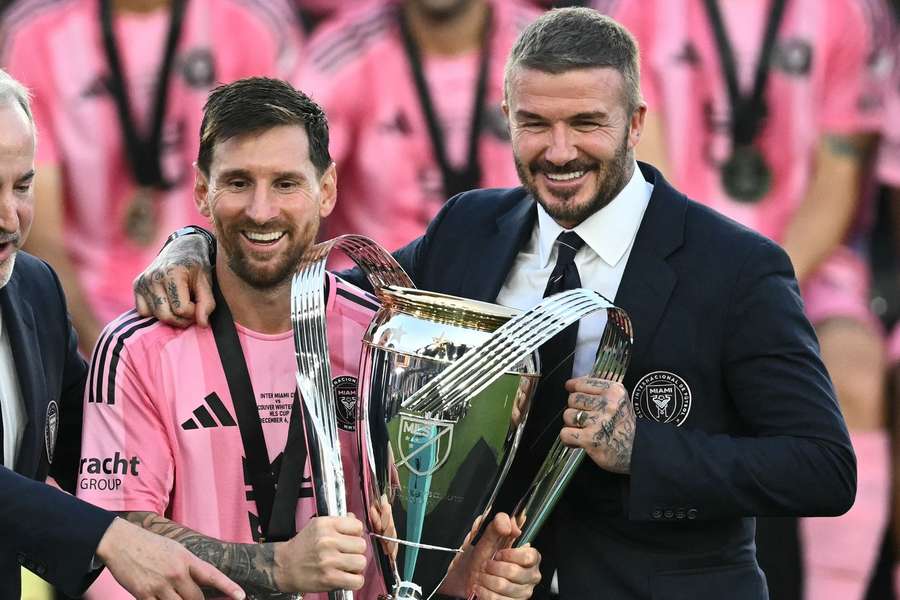 Lionel Messi (L) alongside David Beckham Lionel Messi (L) alongside David Beckham