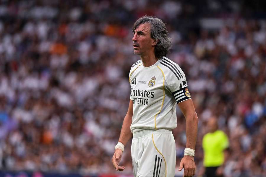 Amavisca, durante un partido con las leyendas del Real Madrid