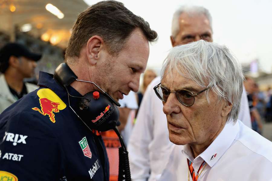 Christian Horner (left) and Bernie Ecclestone in 2017