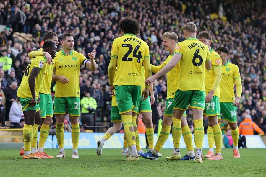 Norwich celebrate their win over Southampton Norwich celebrate their win over Southampton