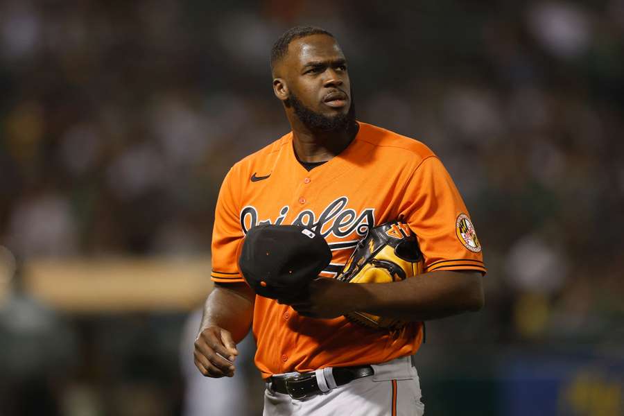 Orioles closer Felix Bautista walking off the mound (2023)