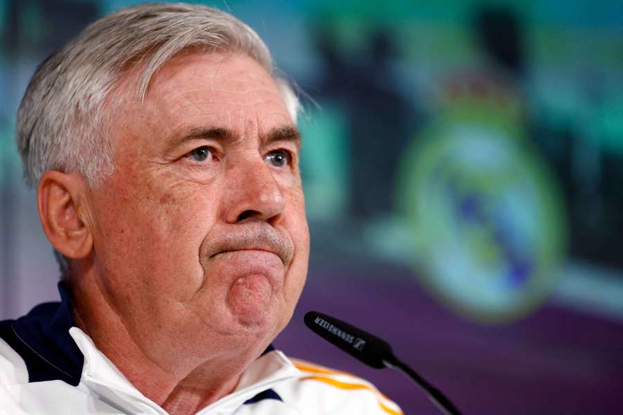 El entrenador del Real Madrid, Carlo Ancelotti, durante una rueda de prensa