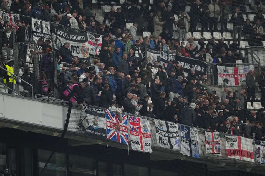 A general view of Newcastle fans inside Marseille's stadium