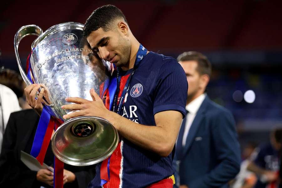 Hakimi with the Champions League trophy