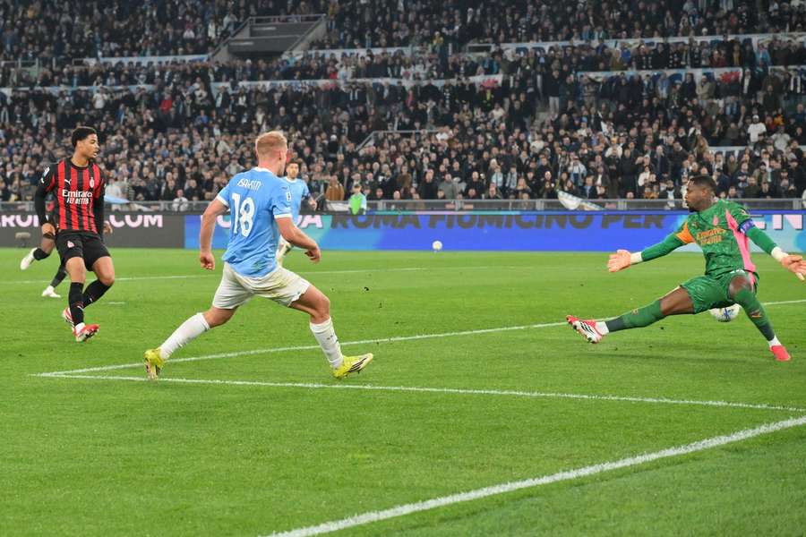 Gustav Isaksen scores the only goal of the game