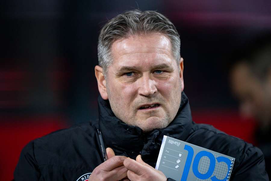 FCMs cheftræner Thomas Thomasberg under superligakampen mellem Silkeborg IF og FC Midtjylland på JYSK Park 