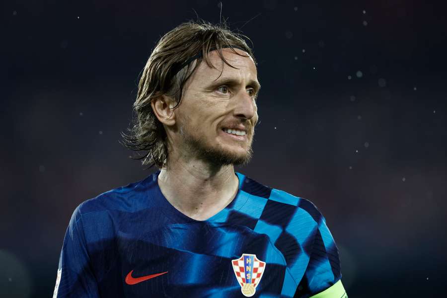 Croatia midfielder Luka Modric looks on during the Nations League final against Spain