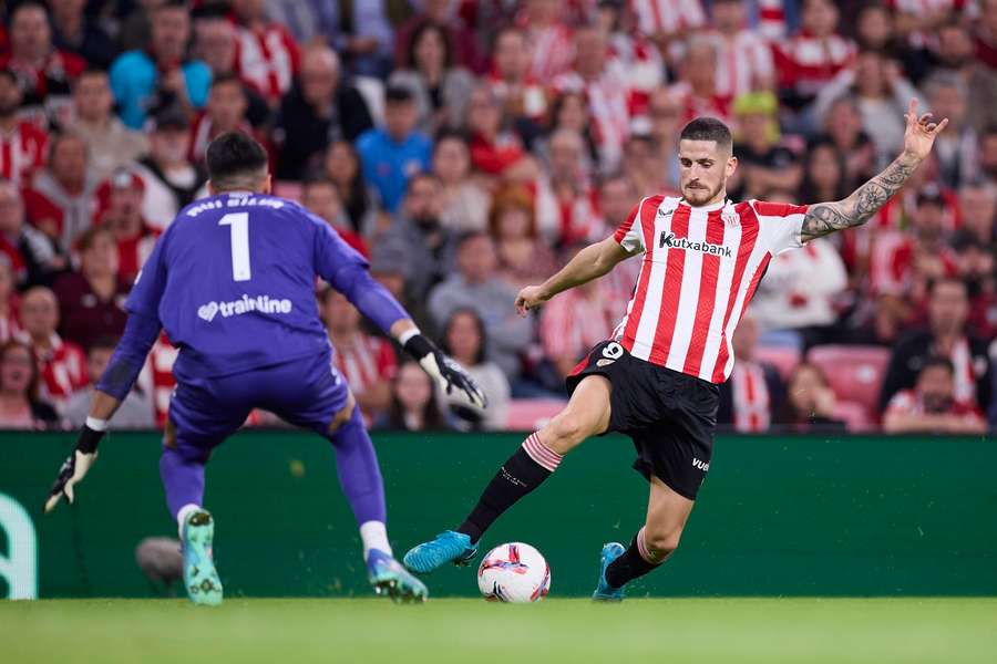 Oihan Sancet in action for Athletic Club against Real Sociedad