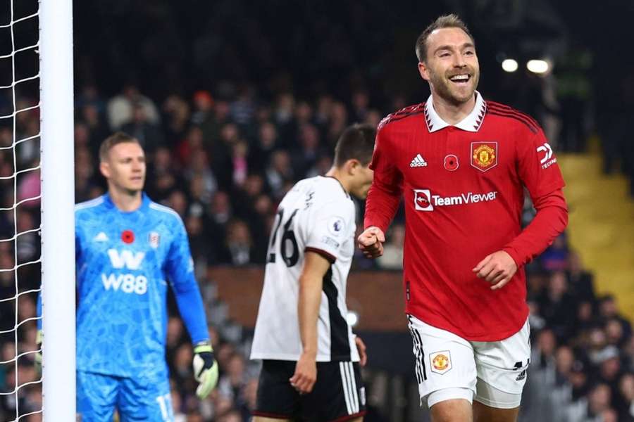 Christian Eriksen celebrates scoring in their 2-1 win over Fulham - their last match ahead of the World Cup.