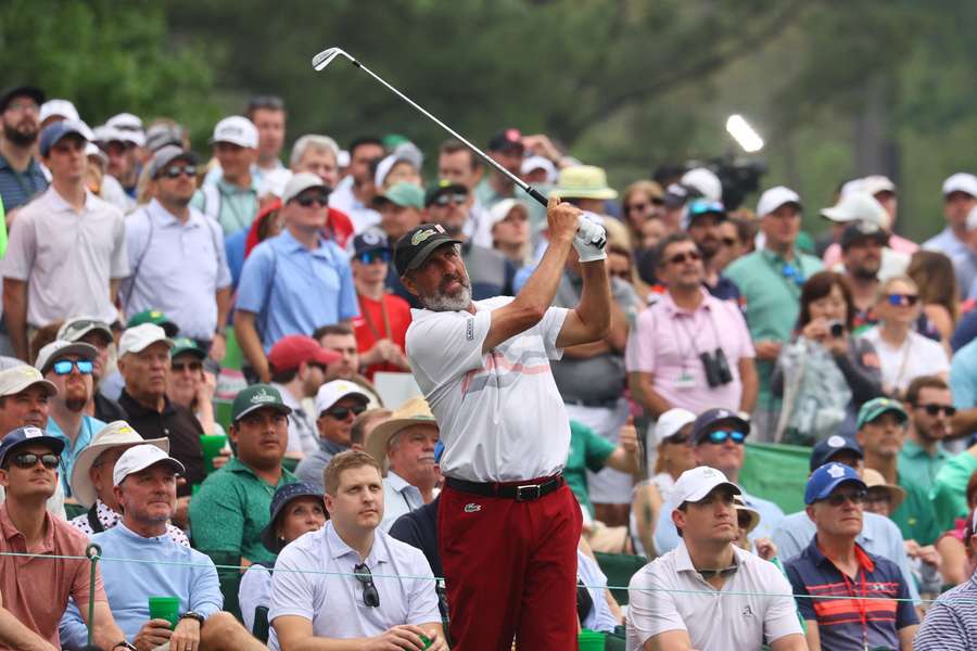 Jose Maria Olazabal playing his tee shot at the Masters in April