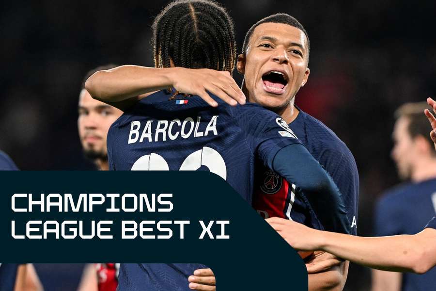 Barcola and Mbappe celebrate