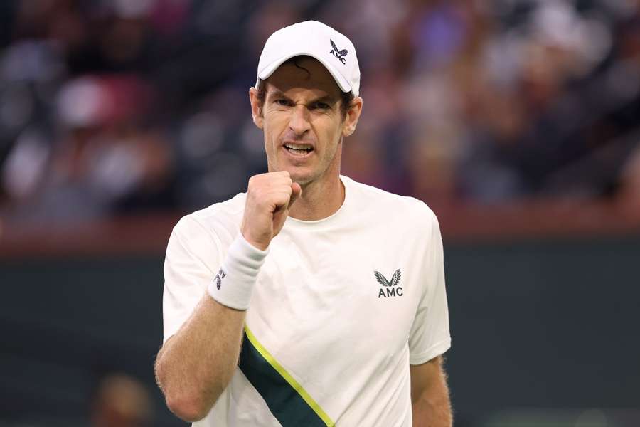 Andy Murray of Great Britain celebrates in his match against Tomas Martin Etcheverry of Argentina