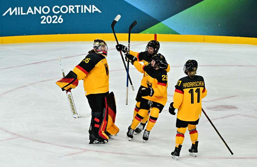 Germany players celebrate after the match