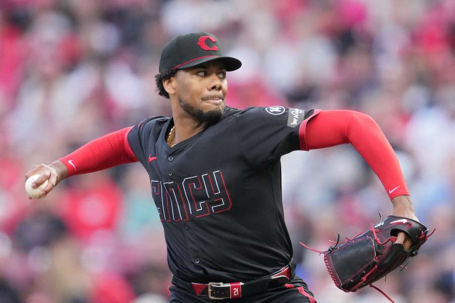 Cincinnati Reds ace Hunter Greene throws a pitch during his return from the injured list (May 23, 2025)