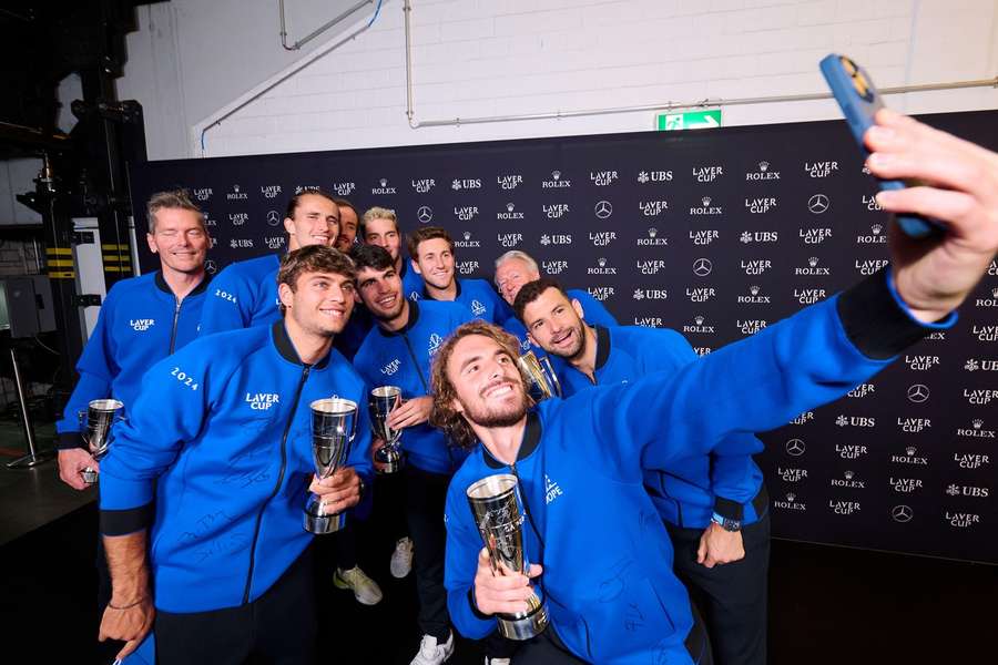 Team Europe świętujący triumf w Laver Cup w 2024 roku