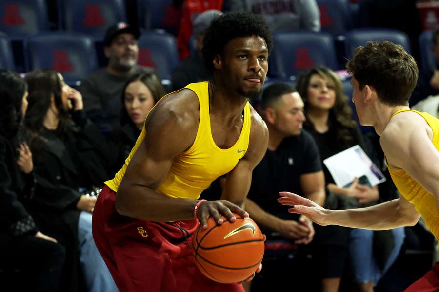 USC Trojans guard Bronny James in action