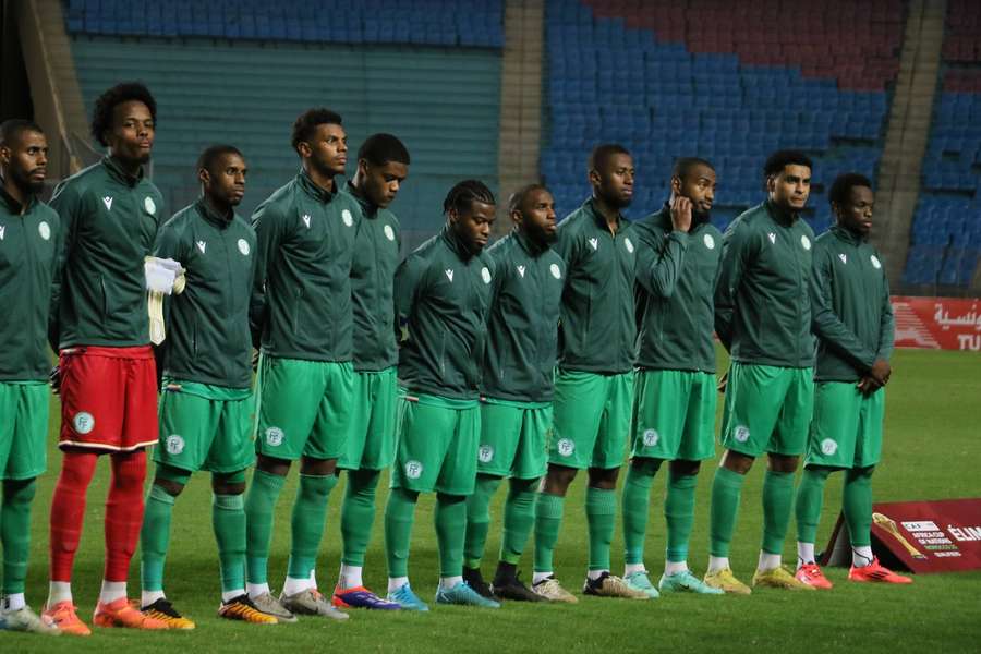 Comoros line up before the AFCON qualifier against Tunisia Comoros line up before the AFCON qualifier against Tunisia