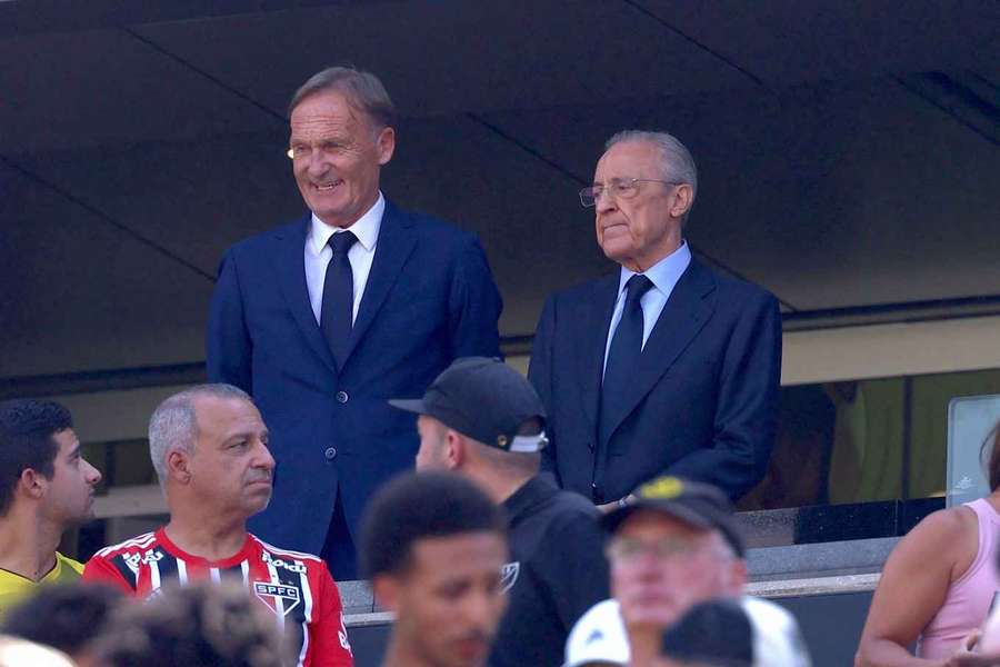 Watzke (l.) während der Klub-WM mit Real-Boss Florentino Perez