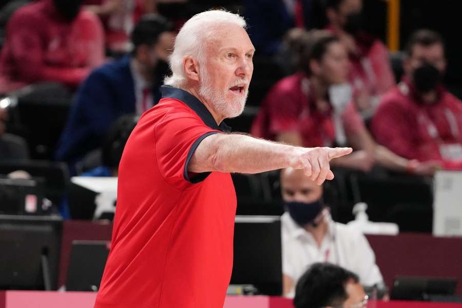 Gregg Popovich als coach op de Olympische Spelen van 2021 in Tokio