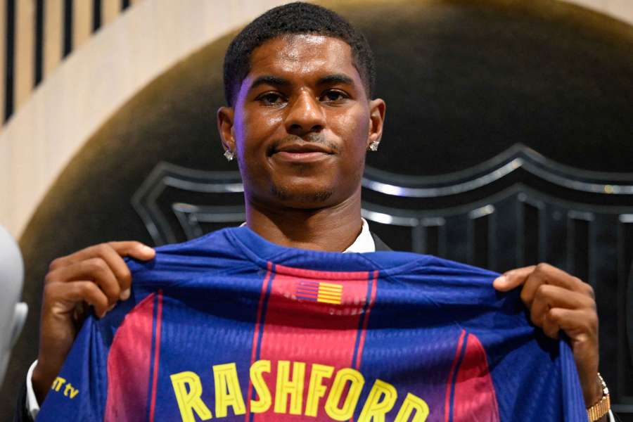 Marcus Rashford avec son nouveau maillot.