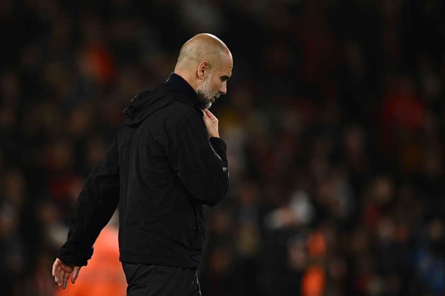 Pep Guardiola during Manchester City's draw with Bournemouth, which ended their title charge this season