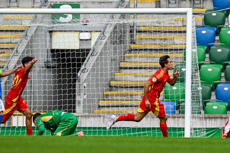 Pol Fortuny, anotador del gol de España