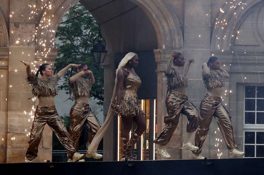 Aya Nakamura performs during the opening ceremony