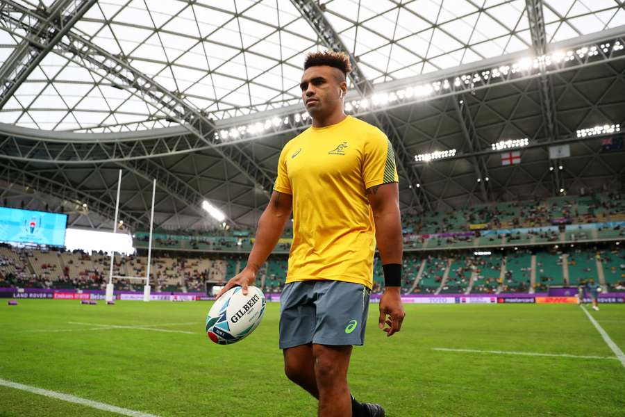 Will Genia looks on ahead of the Wallabies' 2019 World Cup quarter-final against England in Japan.