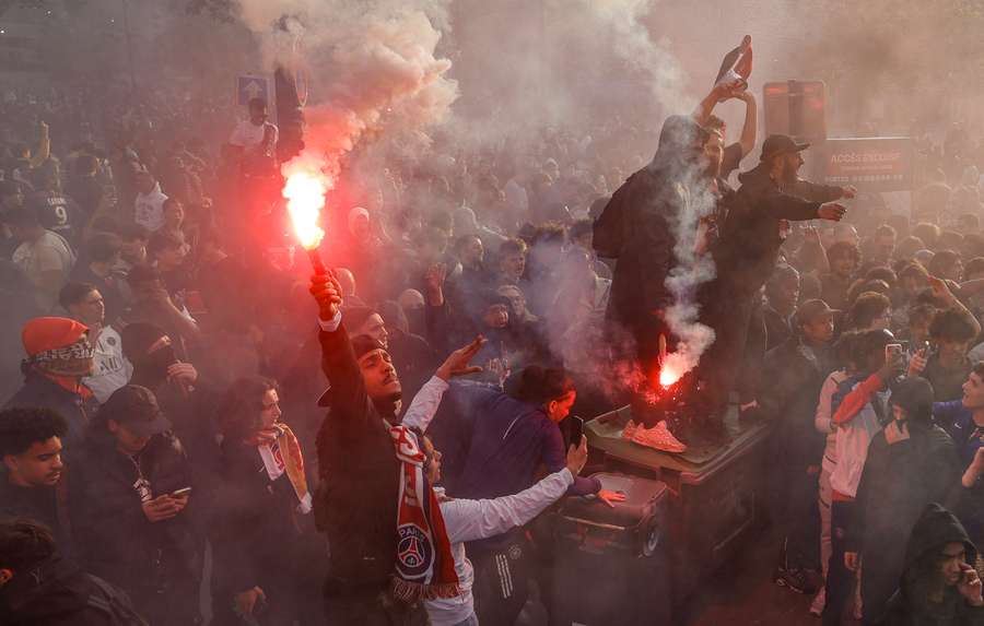 PSG fans gather before the game