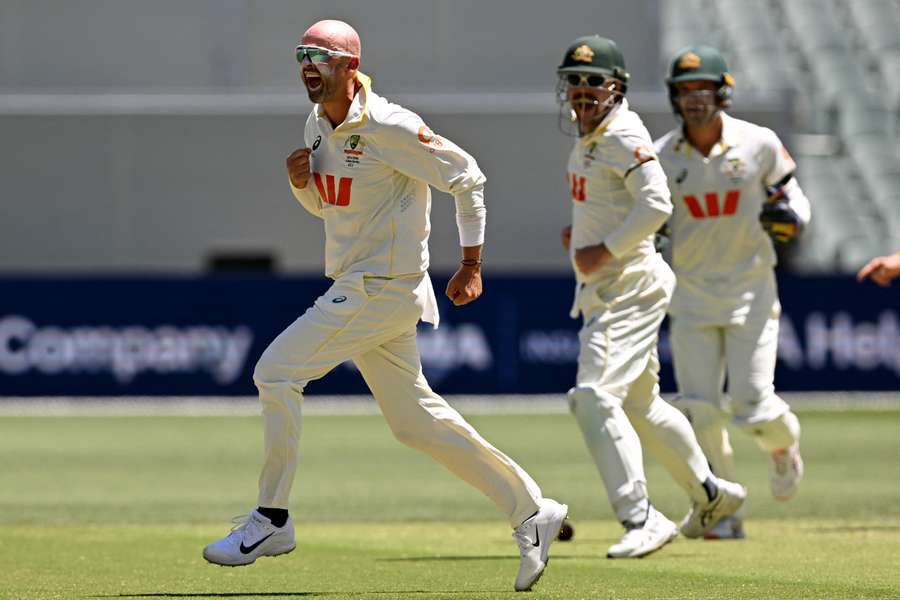 Nathan Lyon celebrates making history Nathan Lyon celebrates making history