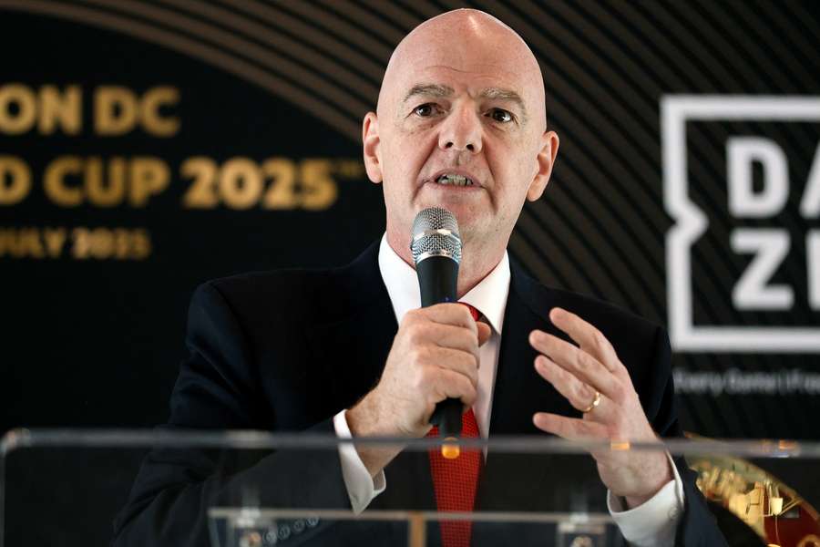 FIFA president Gianni Infantino speaks during a FIFA Club World Cup press conference