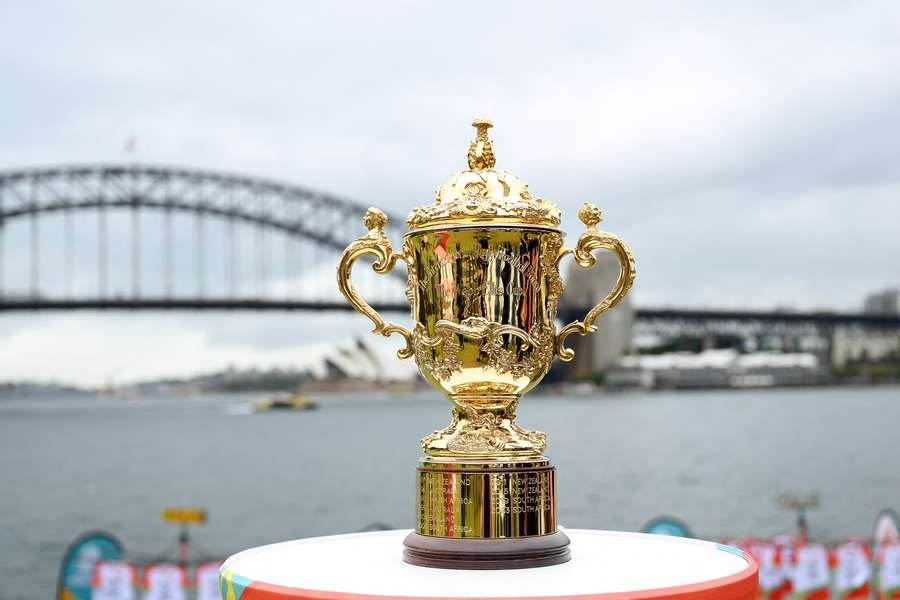 The Webb Ellis Cup is seen during the release of the official match schedule in February The Webb Ellis Cup is seen during the release of the official match schedule in February
