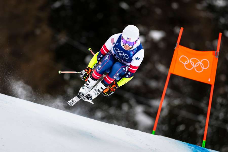 Ryan Cochran-Siegle während dem ersten Trainingslauf für die Olympia-Abfahrt