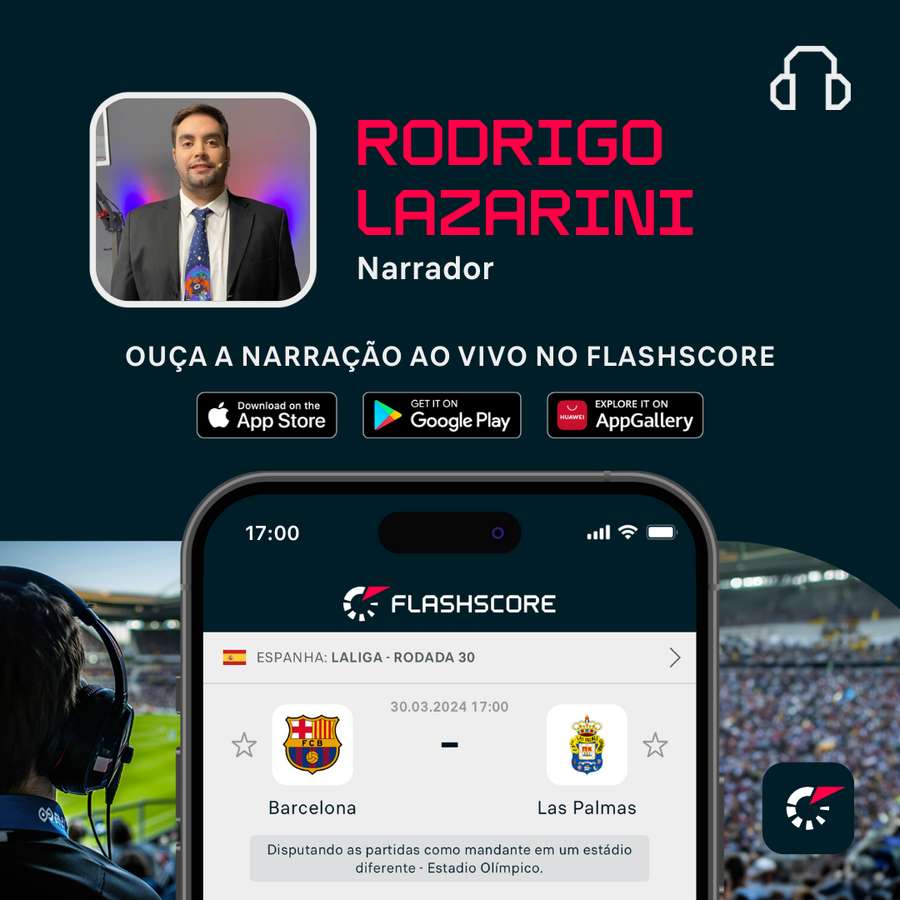 Flashscore transmite jogo do Barça com narração ao vivo