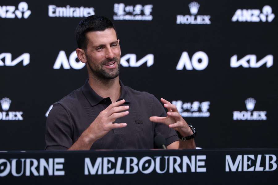 Novak Djokovic speaks to the press at his pre-tournament press conference on Saturday.