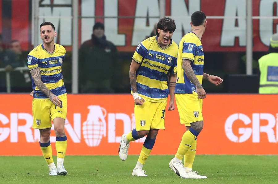 Parma celebrate winning goal 